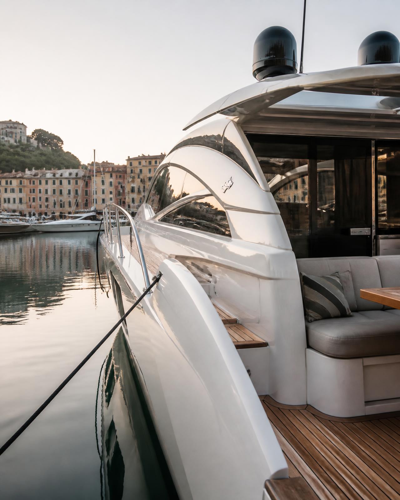 Yacht moored in a Mediterranean marina